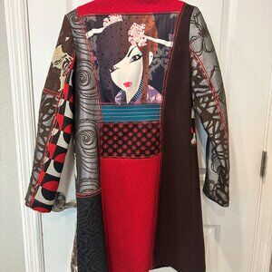 Desigual women's warm coat patchwork size 42